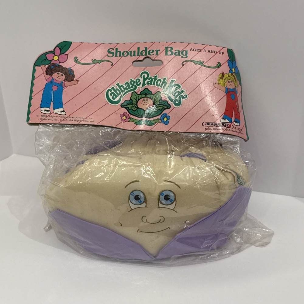 1983 Cabbage Patch Kids Shoulder Bag NOS Lavender Puffy CPK Girls Purse